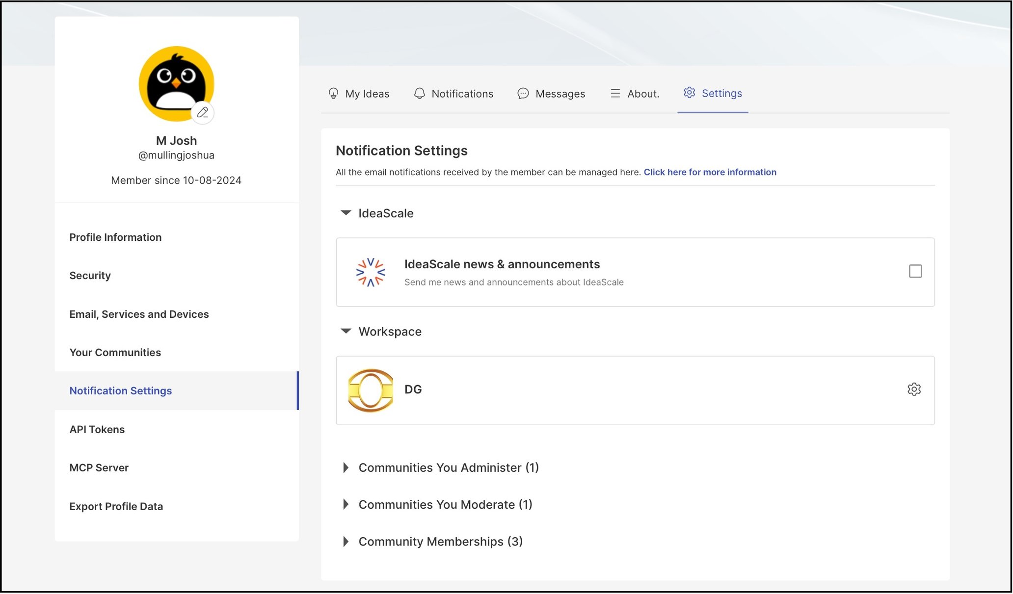 Vip Profile Settings Profile - Settings section