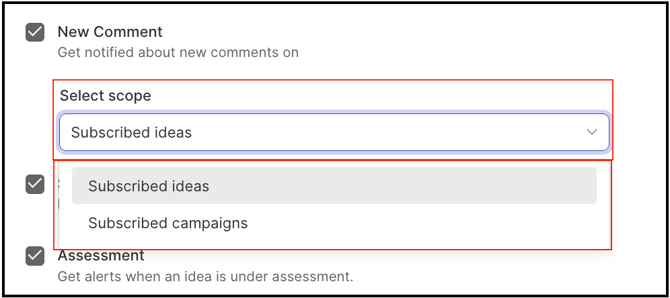 activity notification - dropdown