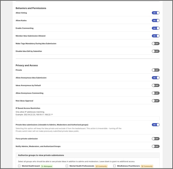 behavior and permissions copy