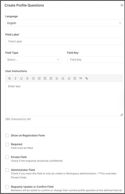 create profile question copy
