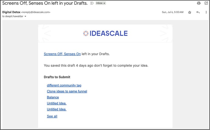 draft ideas email copy