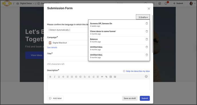 draft on submussion form