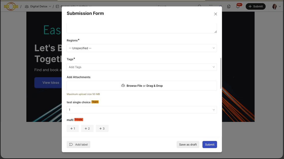 dynamic section link