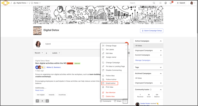 email author setting