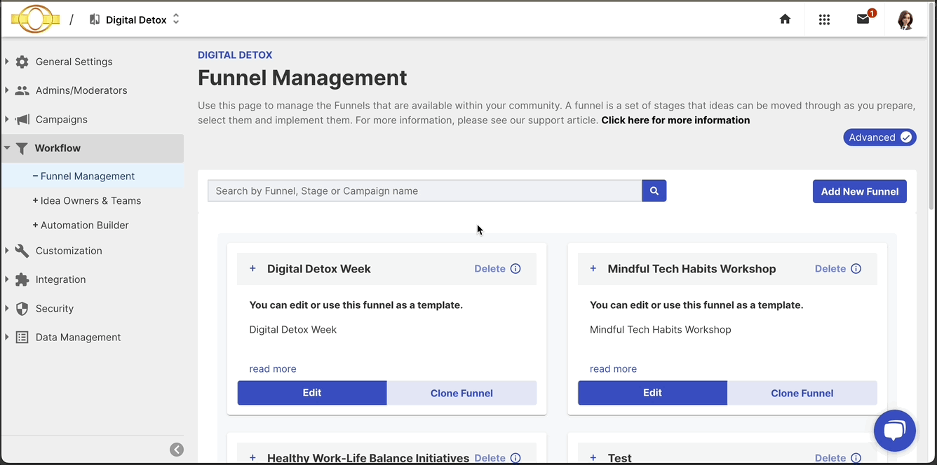 funnel manage