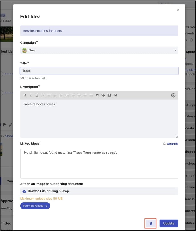 idea submission delete copy