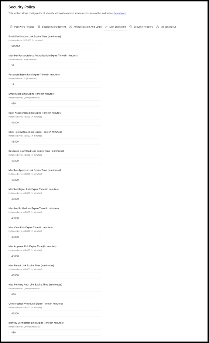 link expiration