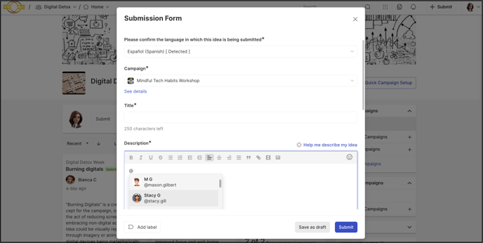 mention submission form