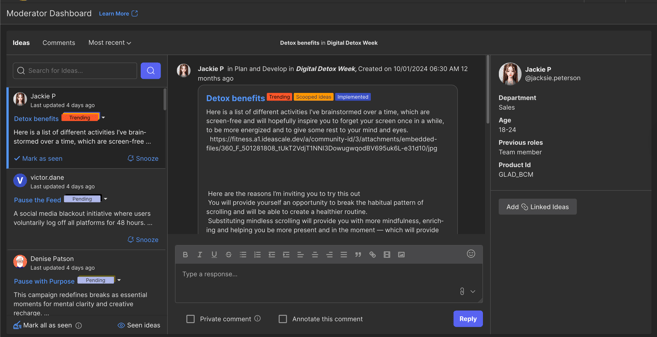 moderator dashboard