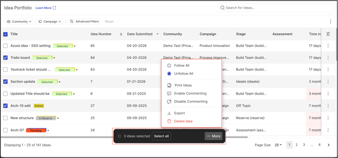 multiple bulk action
