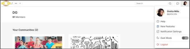 profile dropdown