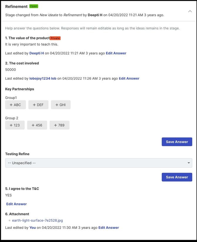 refine answered copy