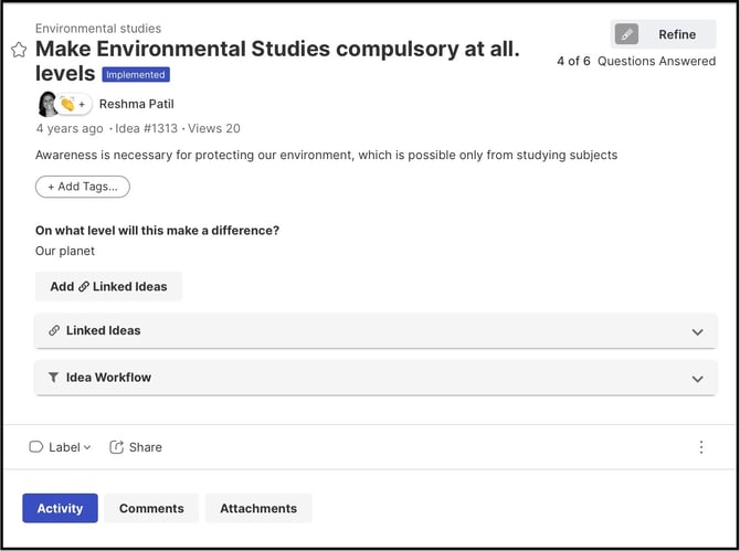 refine idea detail copy