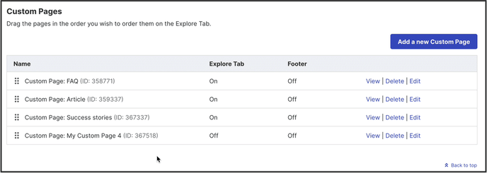 reorder custom page