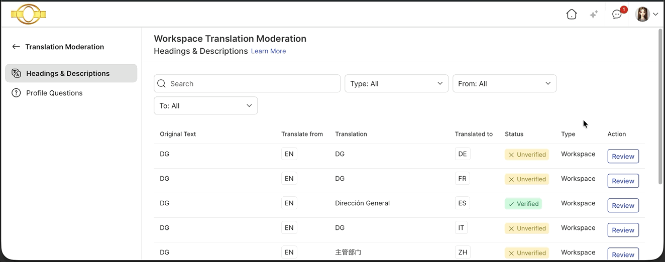 review translation