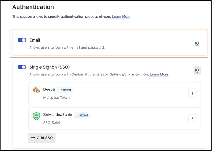 sso email setting copy