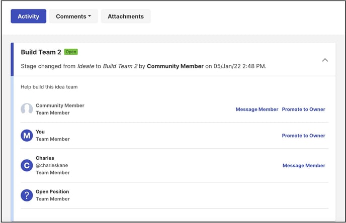 team member assigned copy