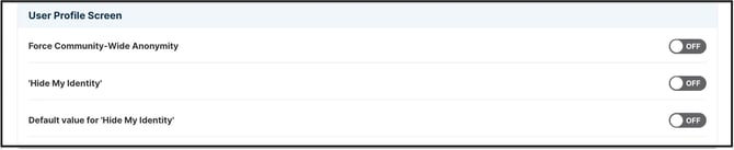 user profile screen copy